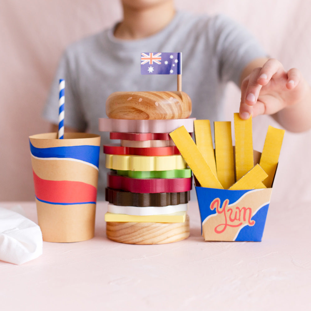 Craft: add a drink & fries to your wooden toy Burger 🍔