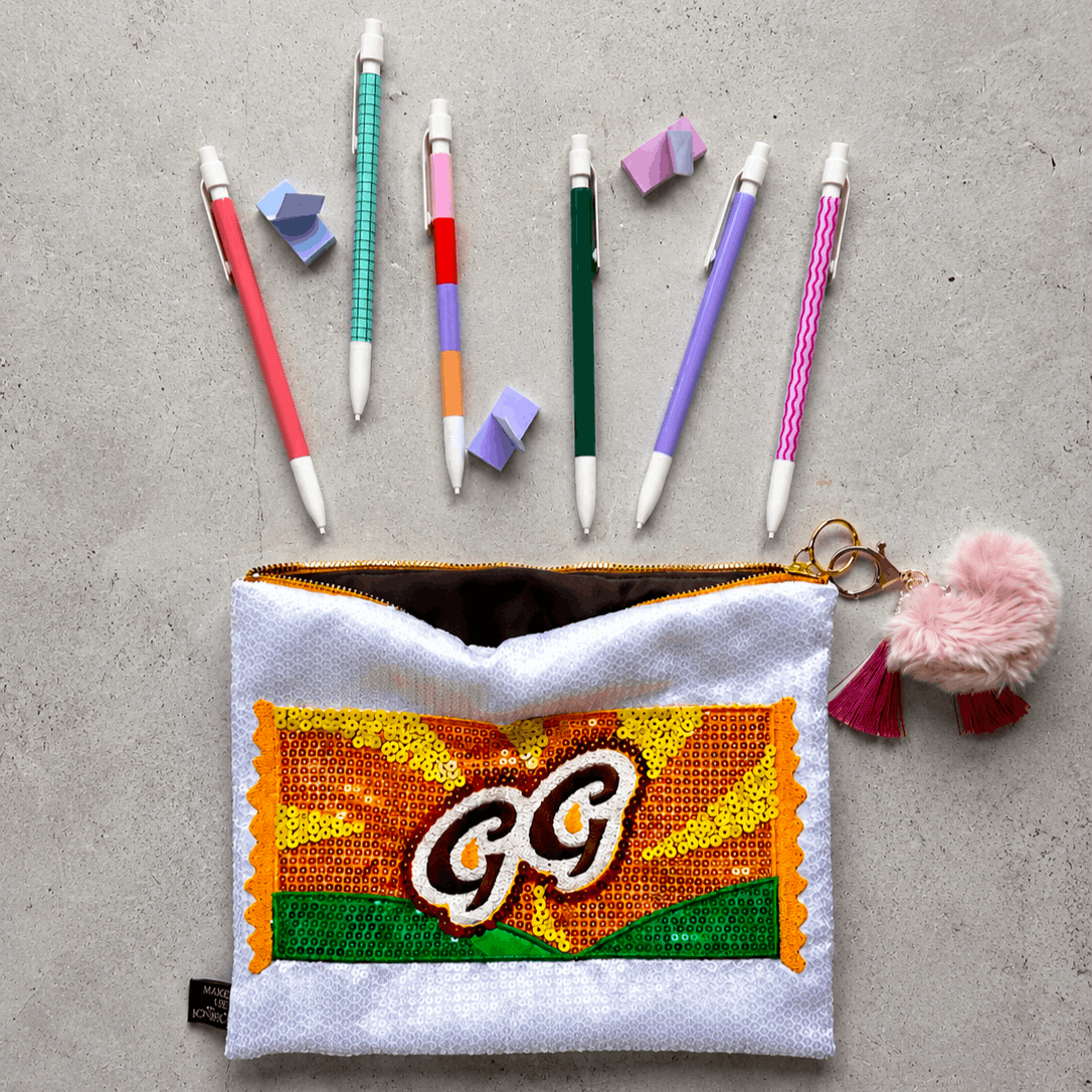 SEQUIN PENCIL CASE - ICONIC GOLDEN GAYTIME