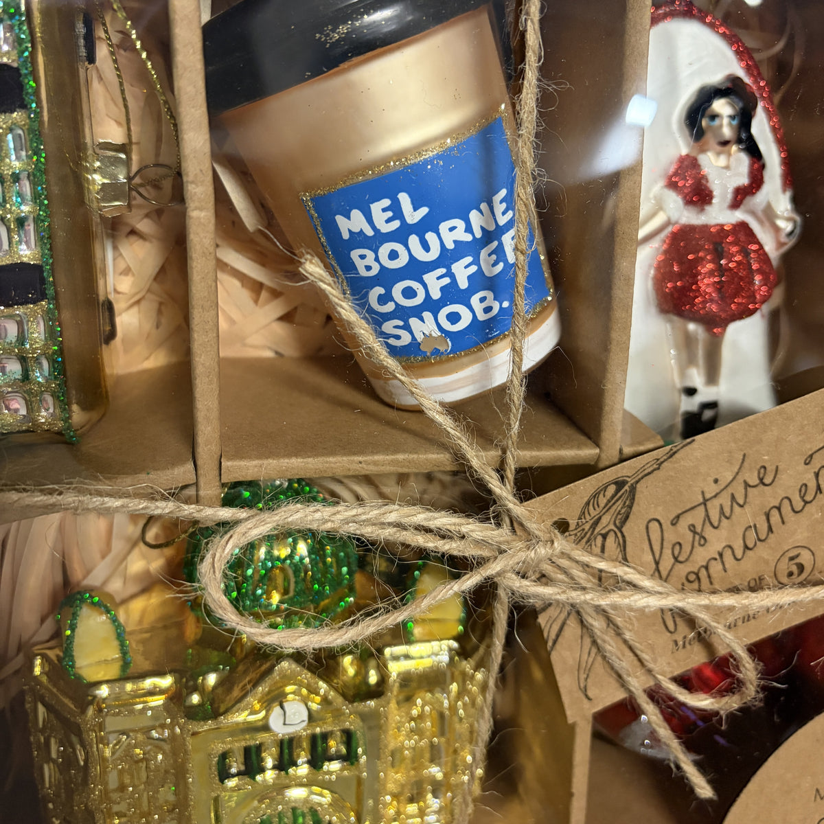 CHRISTMAS GLASS ORNAMENTS -  ICONIC MELBOURNE NOT QUITE RIGHT