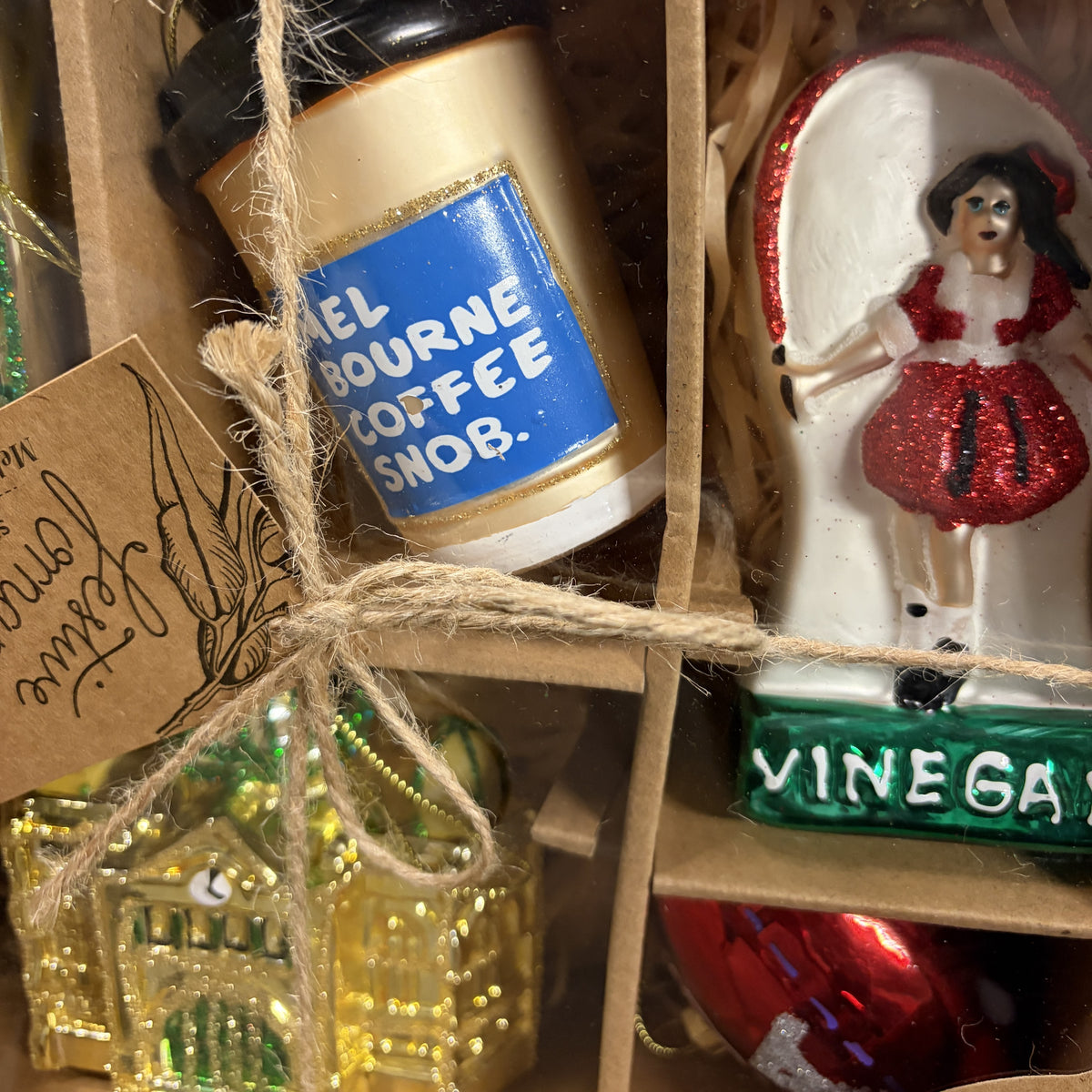 CHRISTMAS GLASS ORNAMENTS -  ICONIC MELBOURNE NOT QUITE RIGHT