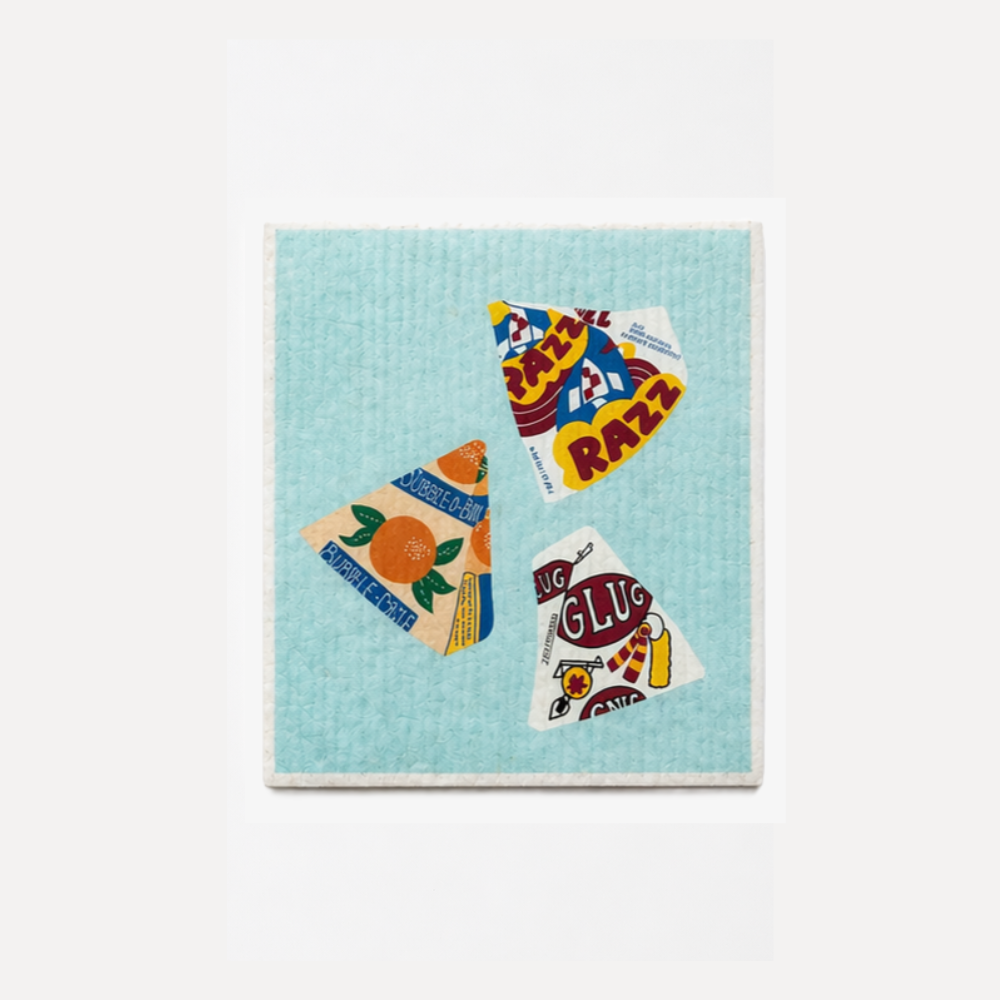 A Make Me Iconic reusable Swedish dishcloth featuring illustrations of three iconic Australian frozen treats: Bubble O' Bill, Golden Gaytime and Sunnyboy. The eco-friendly sponge has a nostalgic Aussie ice cream design in bright colours, making it a fun and practical kitchen cleaning cloth for everyday use.