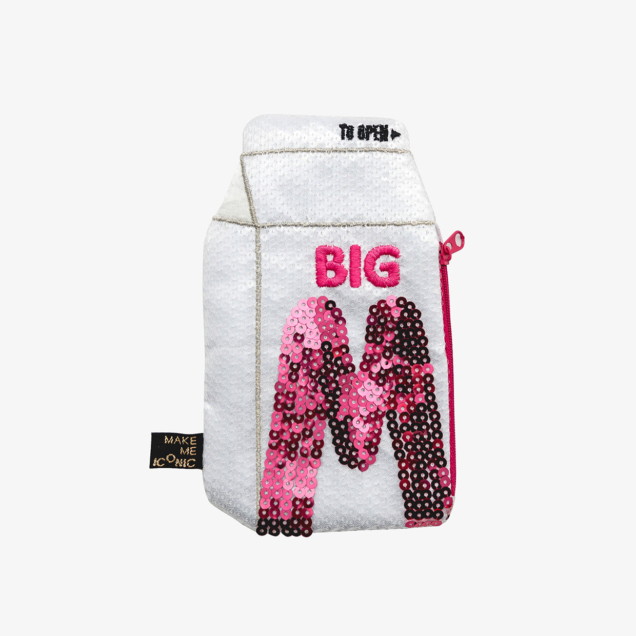 Big M Pocket Purse inspired by the iconic Aussie strawberry milk drink. Featuring shimmering sequins, it's perfect for coins, keys and little treasures.
