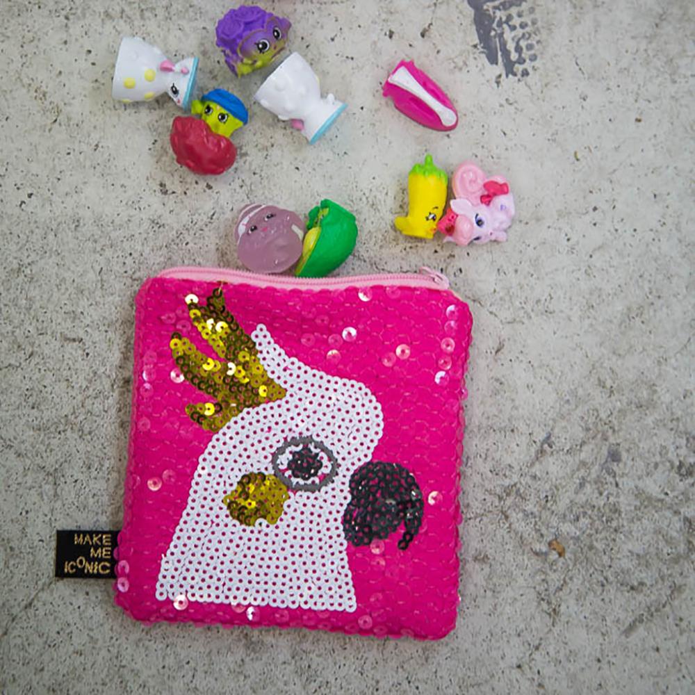 Australian Cockatoo Pocket Purse featuring shimmering sequins and Australia's favourite cheeky bird. Perfect for coins, keys, hair clips and tiny treasures.