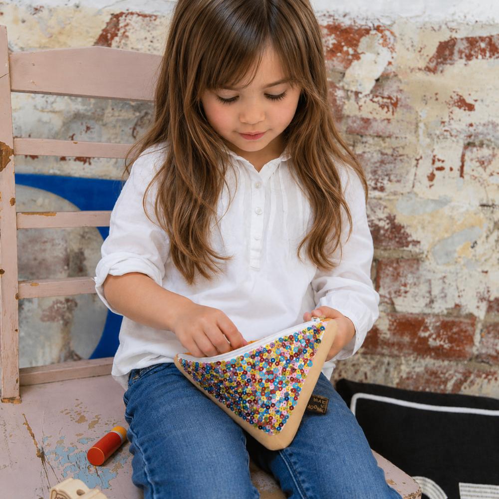 Fairy Bread Pocket Purse inspired by Australia's iconic party treat. Featuring colourful sequins, it's perfect for coins, treasures and little keepsakes.