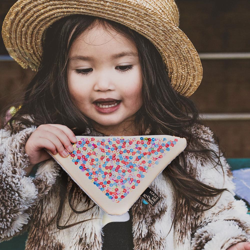 Fairy Bread Pocket Purse inspired by Australia's iconic party treat. Featuring colourful sequins, it's perfect for coins, treasures and little keepsakes.