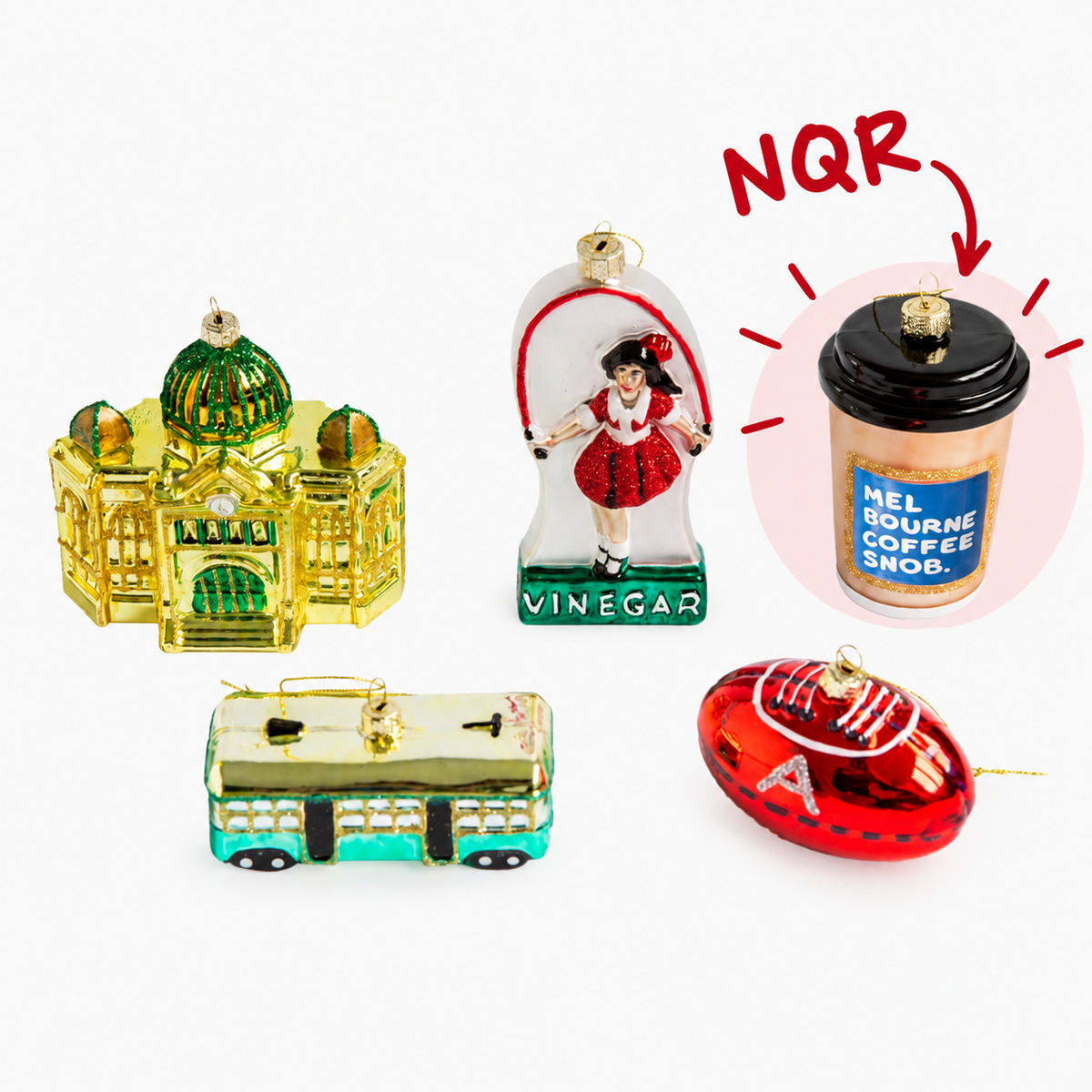 CHRISTMAS GLASS ORNAMENTS -  ICONIC MELBOURNE NOT QUITE RIGHT