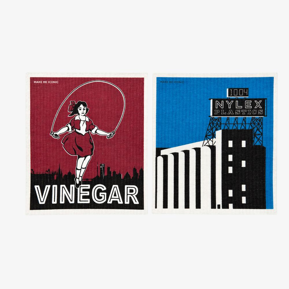 Inspired by Melbourne’s iconic Skipping Girl and Nylex Plastics signs, this Swedish dish cloth celebrates two beloved landmarks that have lit up the city skyline for generations. Made from natural fibres, it’s durable, reusable, super absorbent, and designed to bring a nostalgic touch of everyday Melbourne life into your kitchen while making cleaning a little more fun.