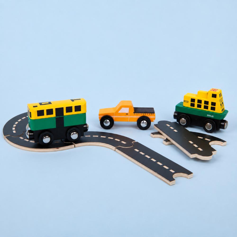 Make Me Iconic Iconic Ute & Road Tape Set with orange wooden Aussie ute, roll-out road tape and wooden Australian road signs.