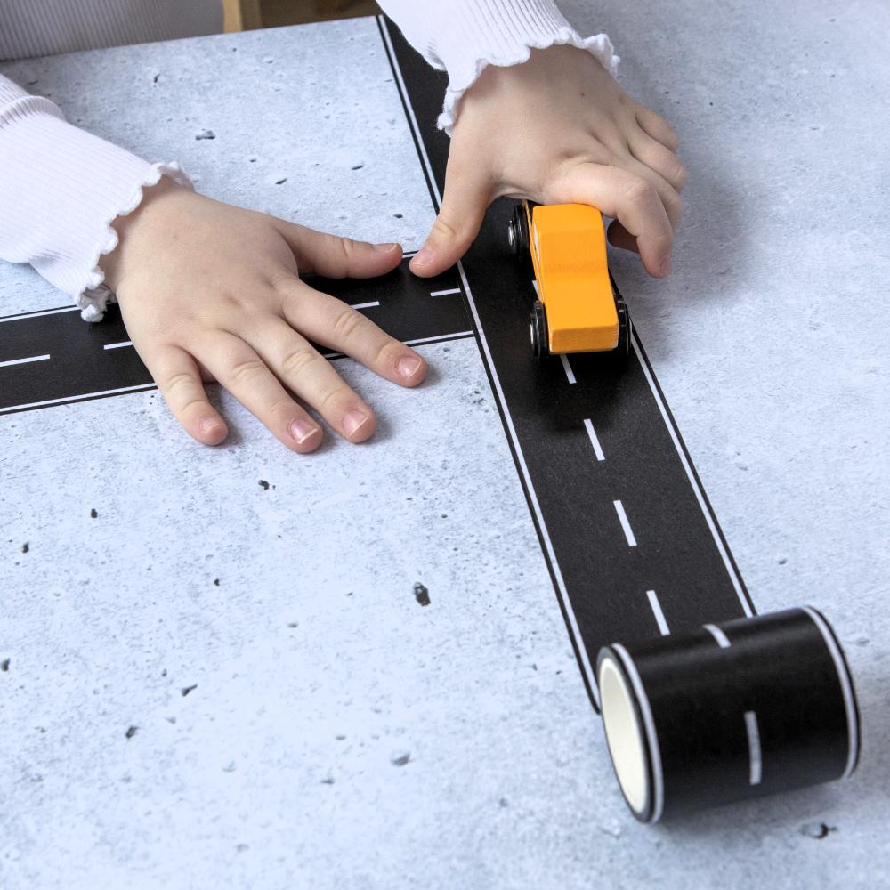 Make Me Iconic Iconic Ute & Road Tape Set with orange wooden Aussie ute, roll-out road tape and wooden Australian road signs.