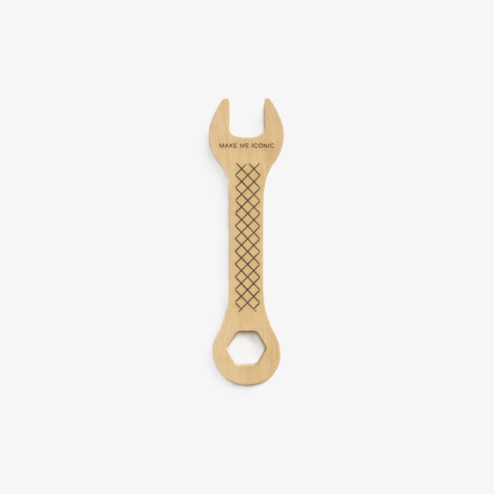Make Me Iconic wooden Iconic Spanner toy for kids, a high-quality pretend play tool designed for little hands, imaginative builder play and construction role play.