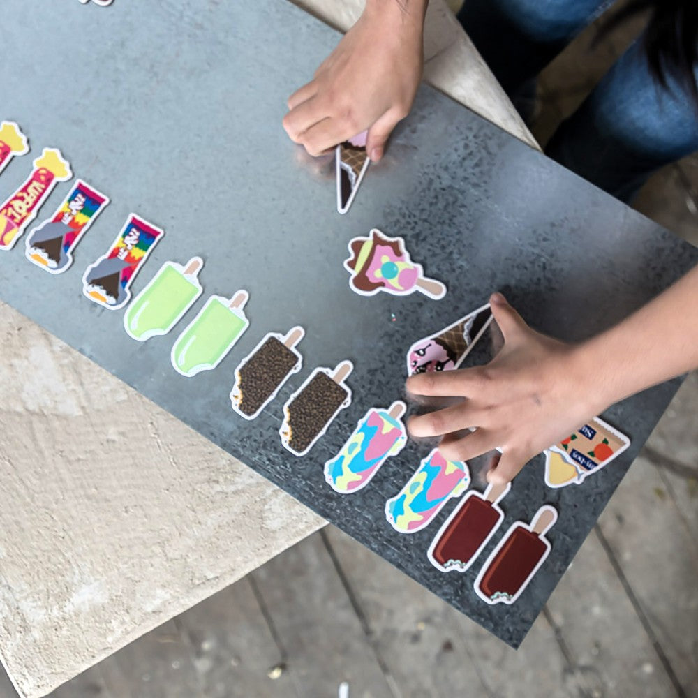 Nostalgic Australian ice cream magnets inspired by classics like Bubble O’ Bill and Golden Gaytime. A playful retro magnet set perfect for holding notes, shopping lists and kids’ artwork on your fridge.