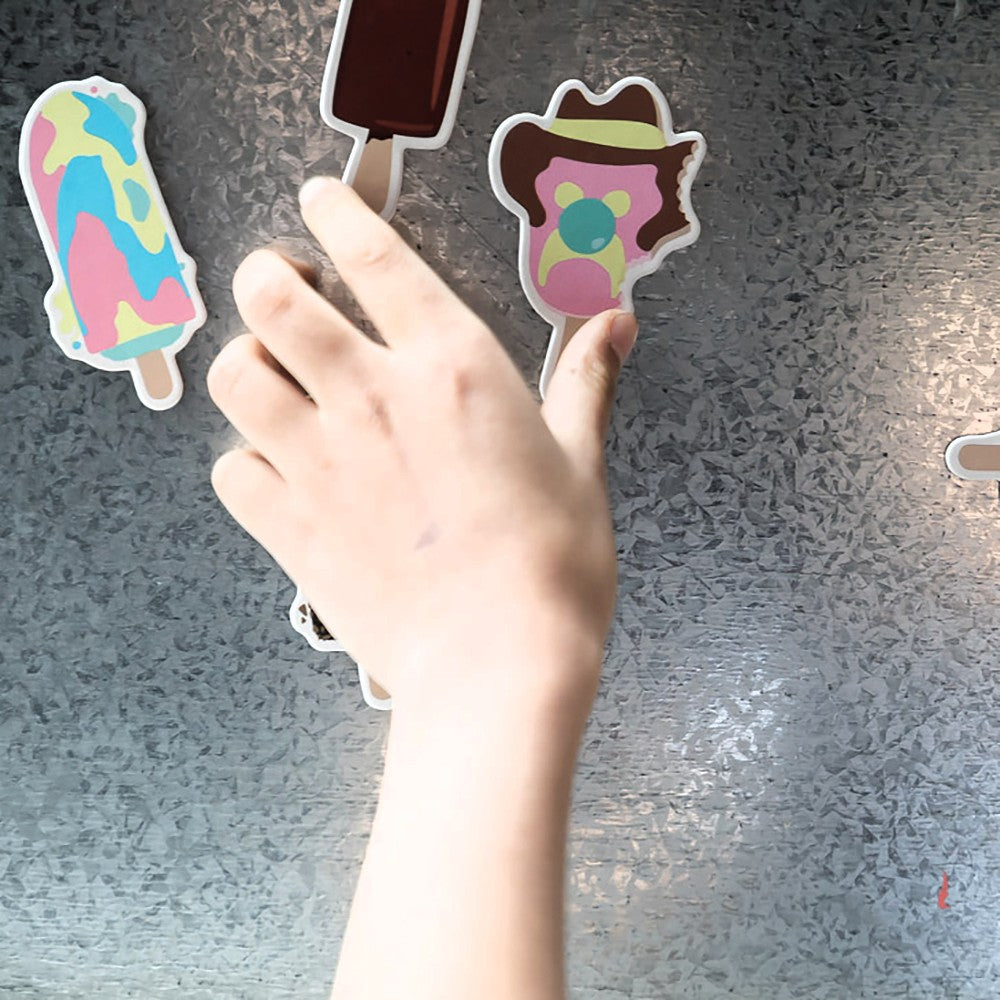 Nostalgic Australian ice cream magnets inspired by classics like Bubble O’ Bill and Golden Gaytime. A playful retro magnet set perfect for holding notes, shopping lists and kids’ artwork on your fridge.