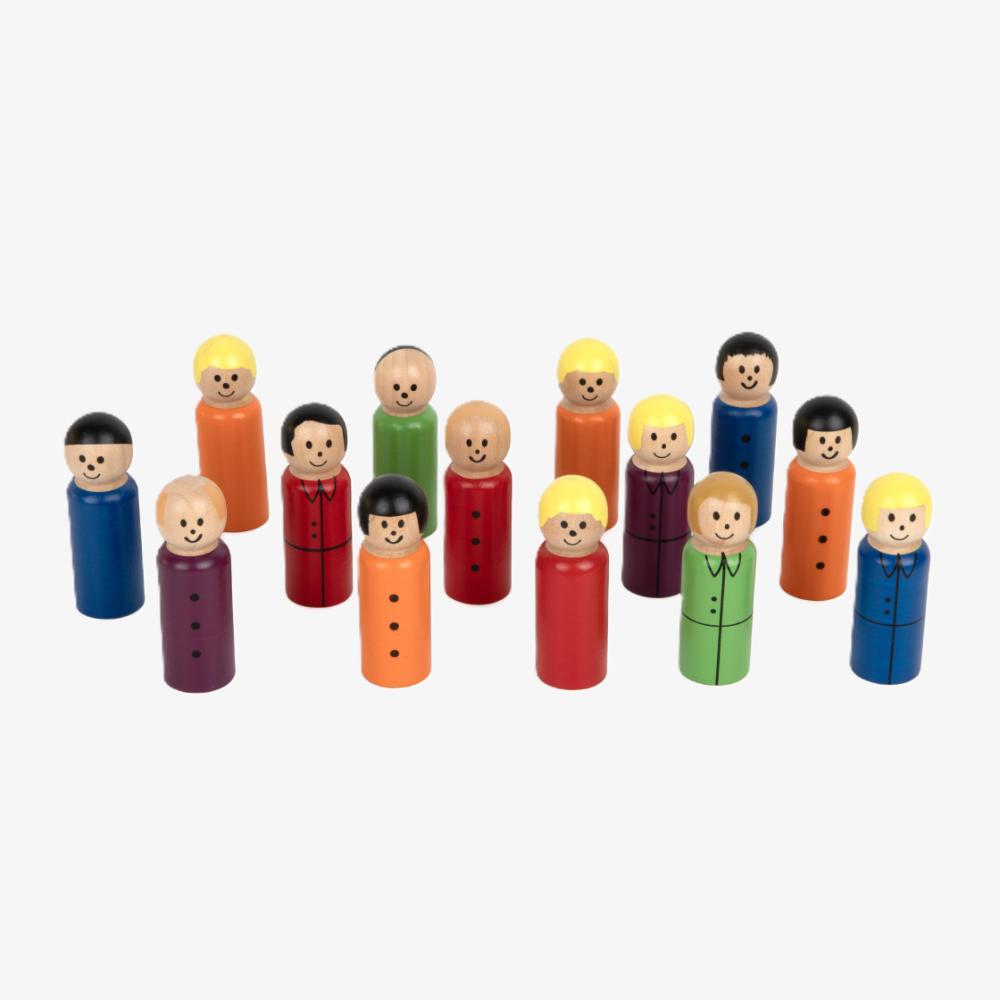 Make Me Iconic mixed box of 14 wooden replacement passengers and tram conductors for the Make Me Iconic Tram, Ute and Ferry, packaged in a branded box. Inspires imaginative medical play, empathy, and storytelling fun.