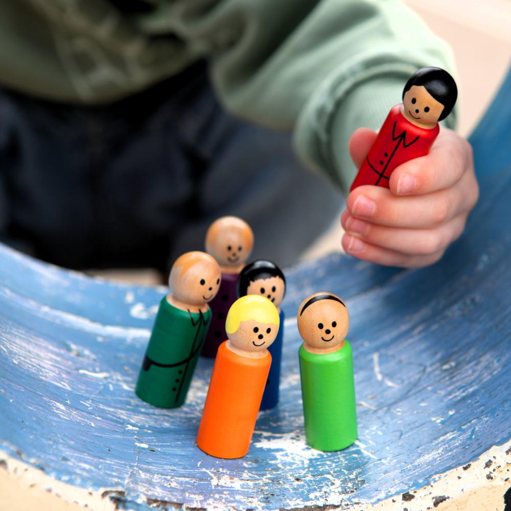 Make Me Iconic mixed box of 14 wooden replacement passengers and tram conductors for the Make Me Iconic Tram, Ute and Ferry, packaged in a branded box. Inspires imaginative medical play, empathy, and storytelling fun.