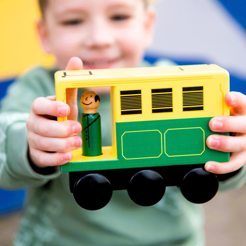 Wooden Melbourne tram toy for kids, inspired by real Aussie commuter trains, perfect Australian gift for pretend play, learning, and imaginative adventures.
