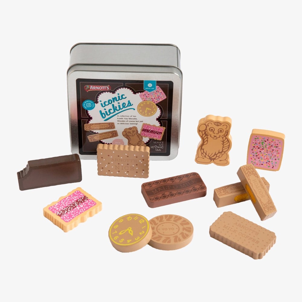Australian Arnott’s Biscuits wooden toy set for kids – 11-piece set for pretend play and kitchen role play