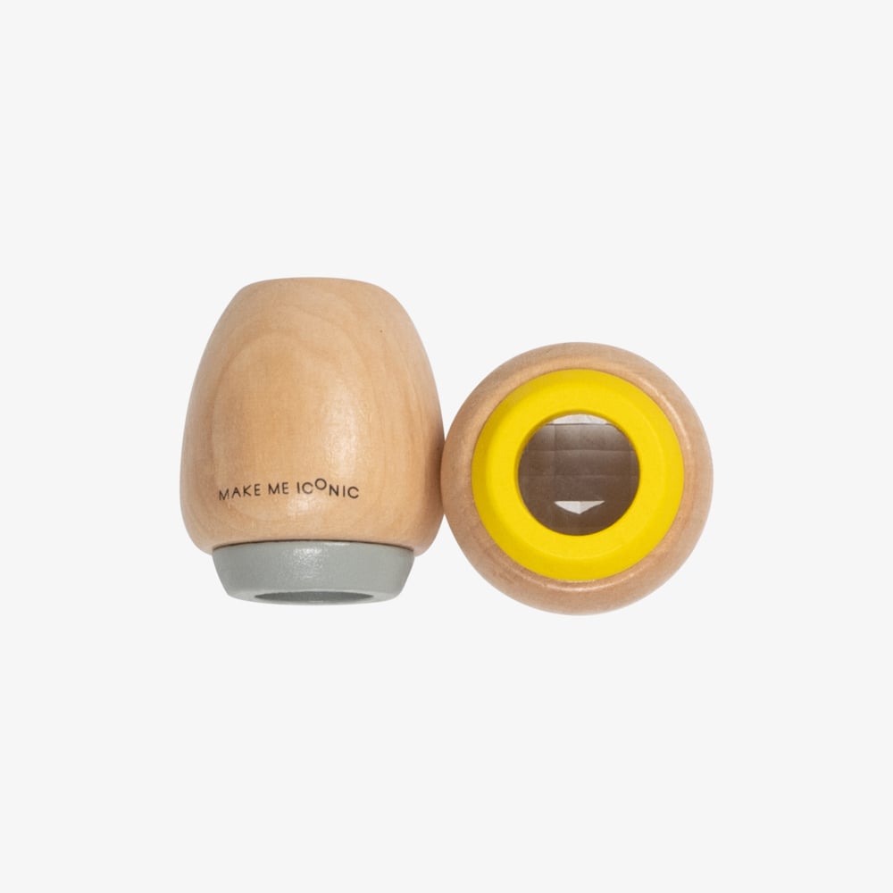Wooden kaleidoscope toy made from natural timber, designed for STEM learning, imaginative play, and visual discovery through light and reflection.