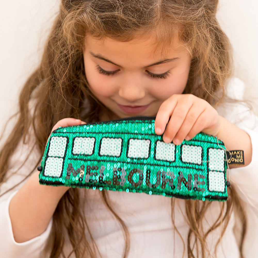 Make Me Iconic Australian Gifts Souvenirs sequin purse tram