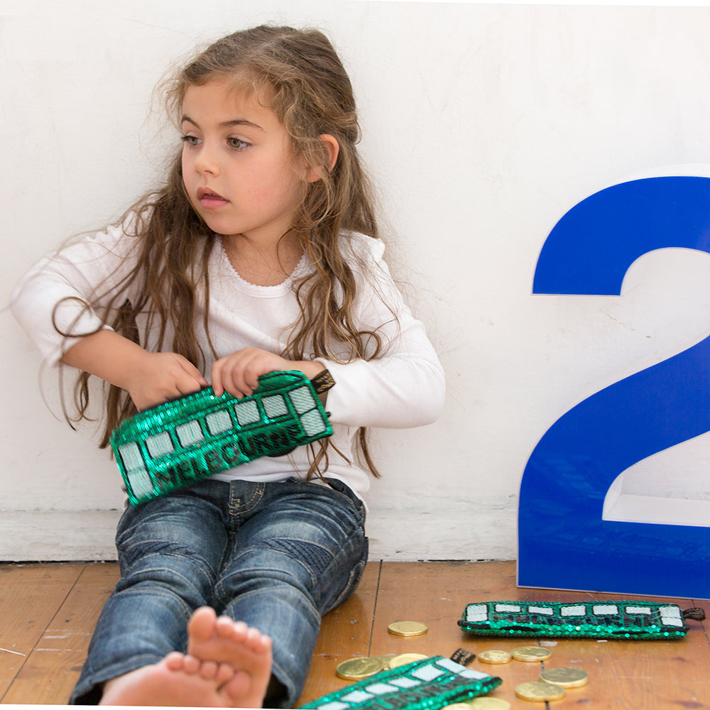 Make Me Iconic Australian Gifts Souvenirs sequin purse tram