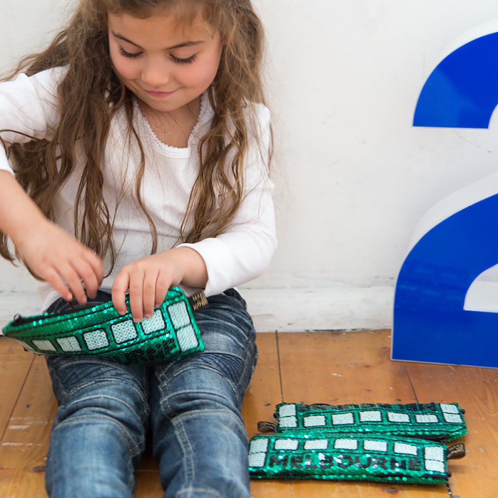 Make Me Iconic Australian Gifts Souvenirs sequin purse tram