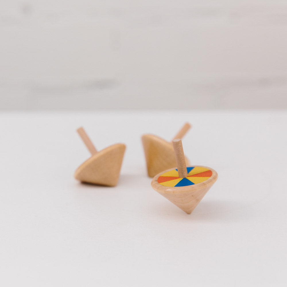 make me iconic wooden toy loose change series spinning top