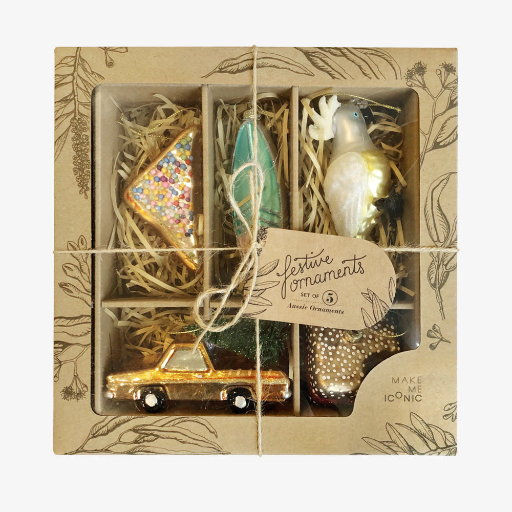 ICONIC CHRISTMAS GLASS ORNAMENTS -  AUSSIE
