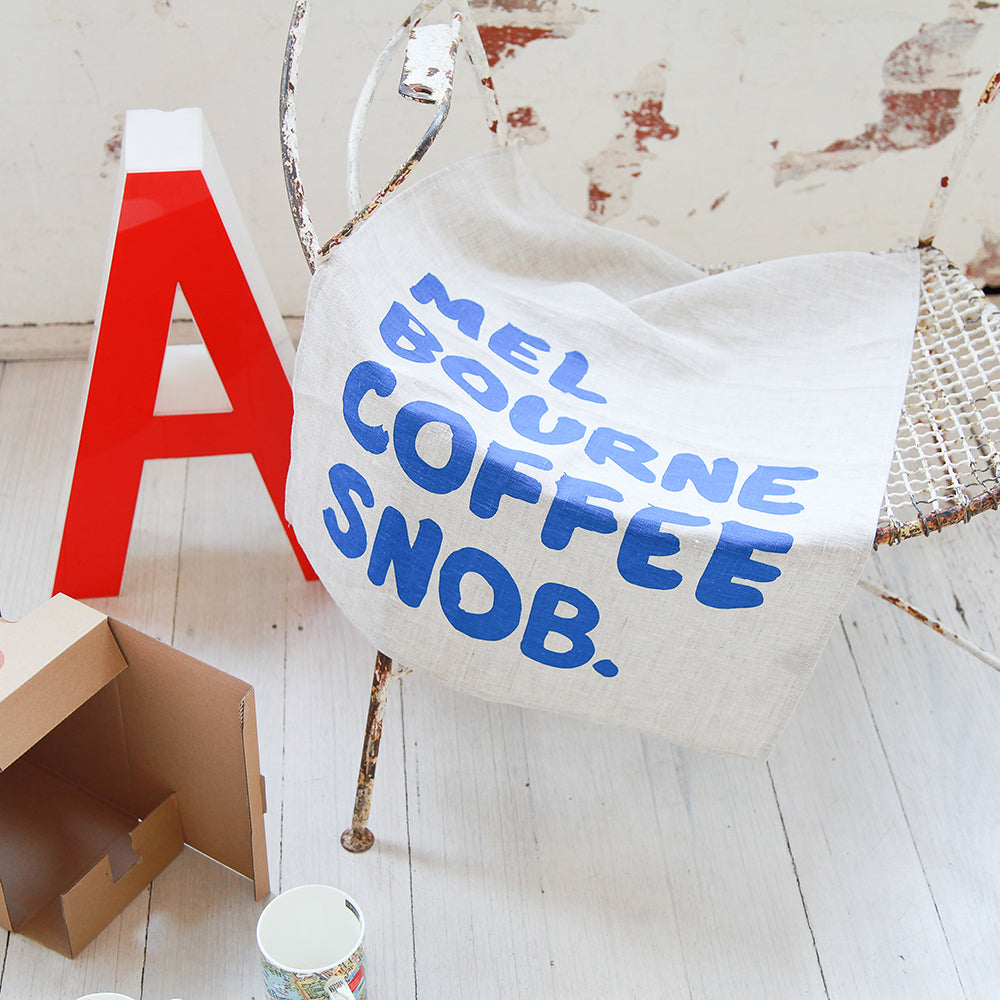 ICONIC TEA TOWEL 100% LINEN - COFFEE SNOB