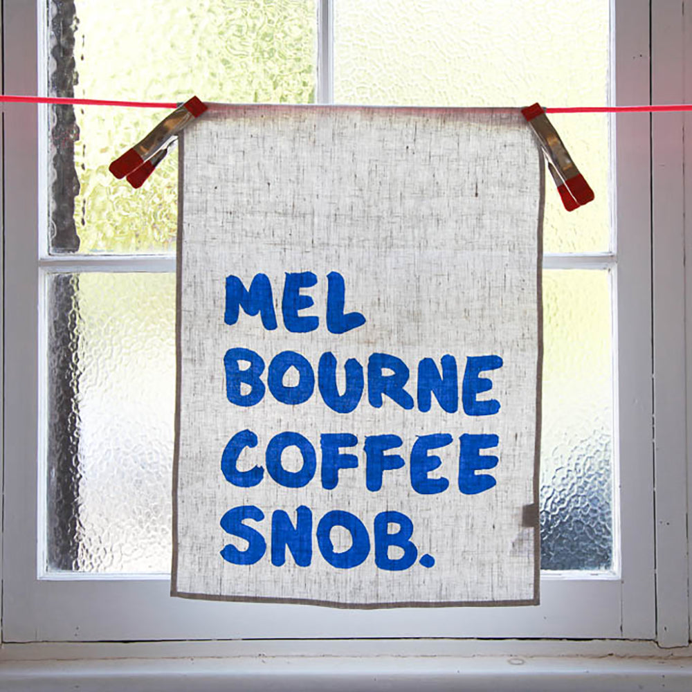 ICONIC TEA TOWEL 100% LINEN - COFFEE SNOB