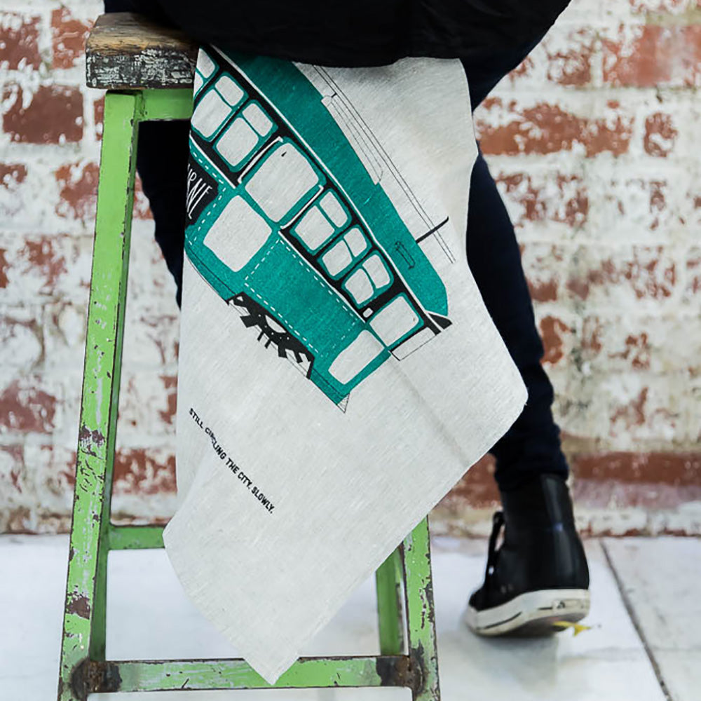 ICONIC TEA TOWEL 100% LINEN - TRAM