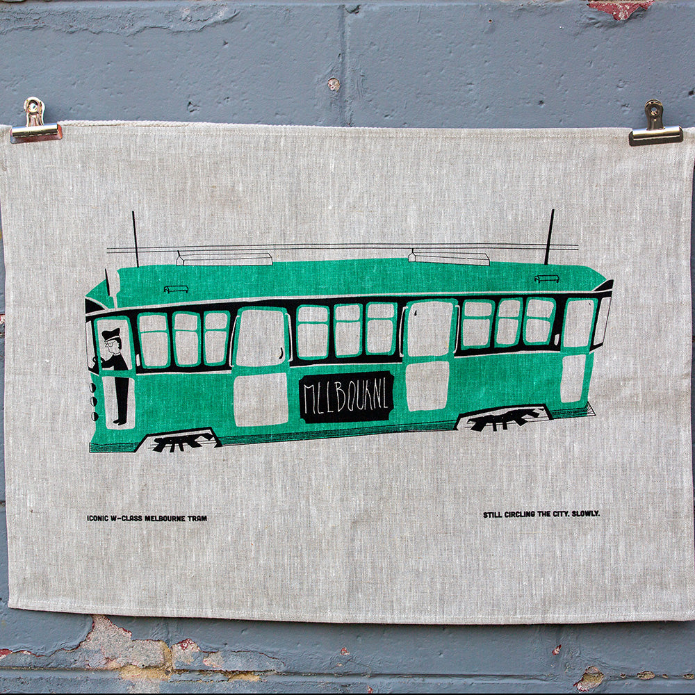 ICONIC TEA TOWEL 100% LINEN - TRAM