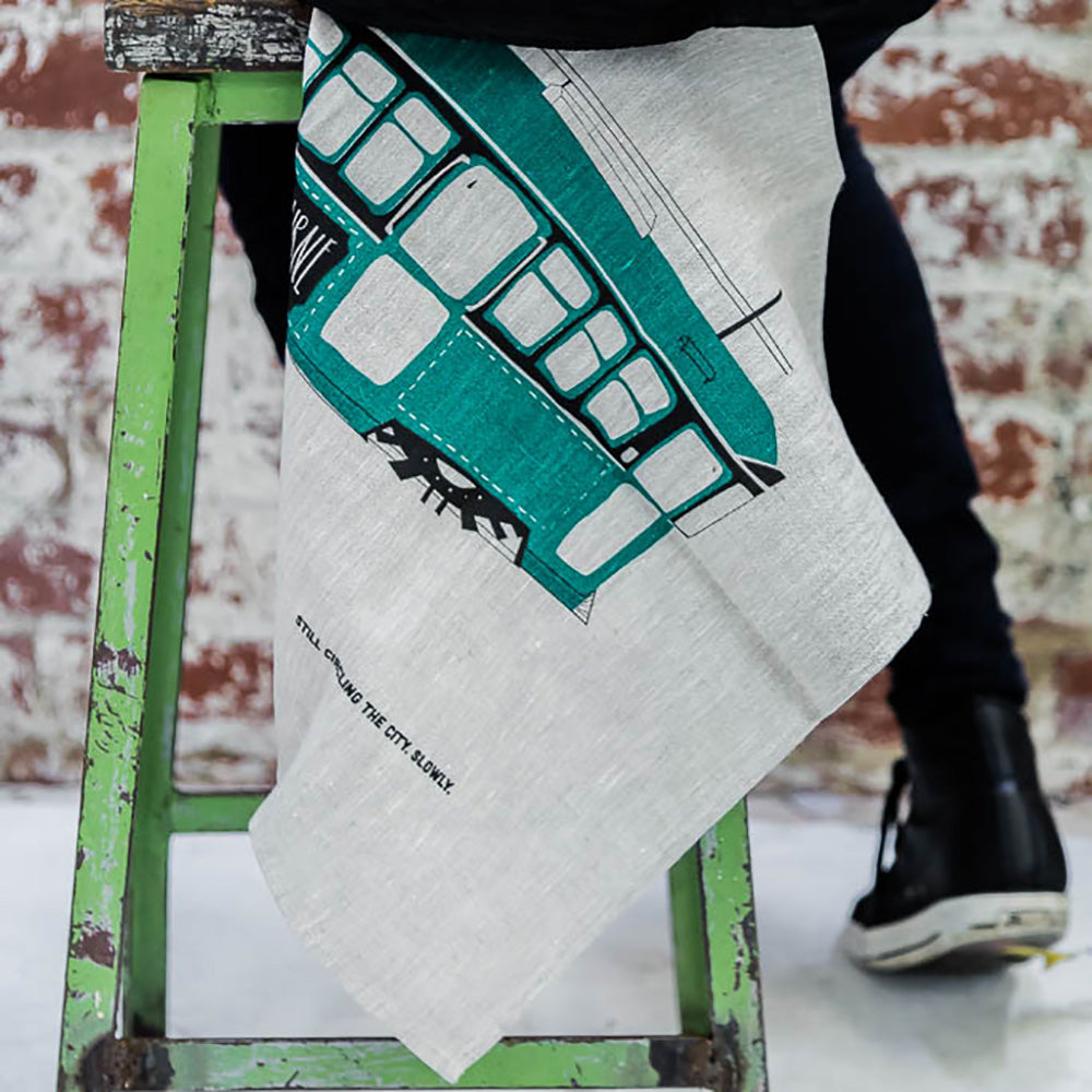 ICONIC TEA TOWEL 100% LINEN - TRAM