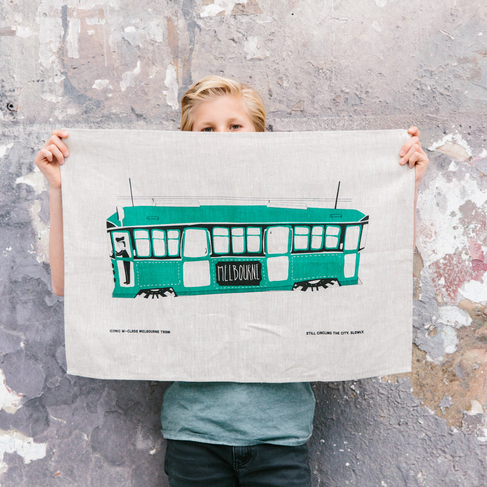 ICONIC TEA TOWEL 100% LINEN - TRAM